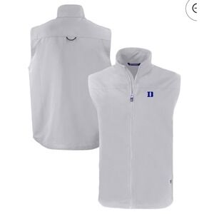 Men's Cutter & Buck Gray Duke Blue Devils Charter‎ Eco Recycled Full-Zip Vest M